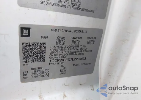 2020 Chevrolet Silverado 1500 2Wd Standard Bed Lt z USA, uszkodzony, nr VIN 1GCRWCED7LZ295522